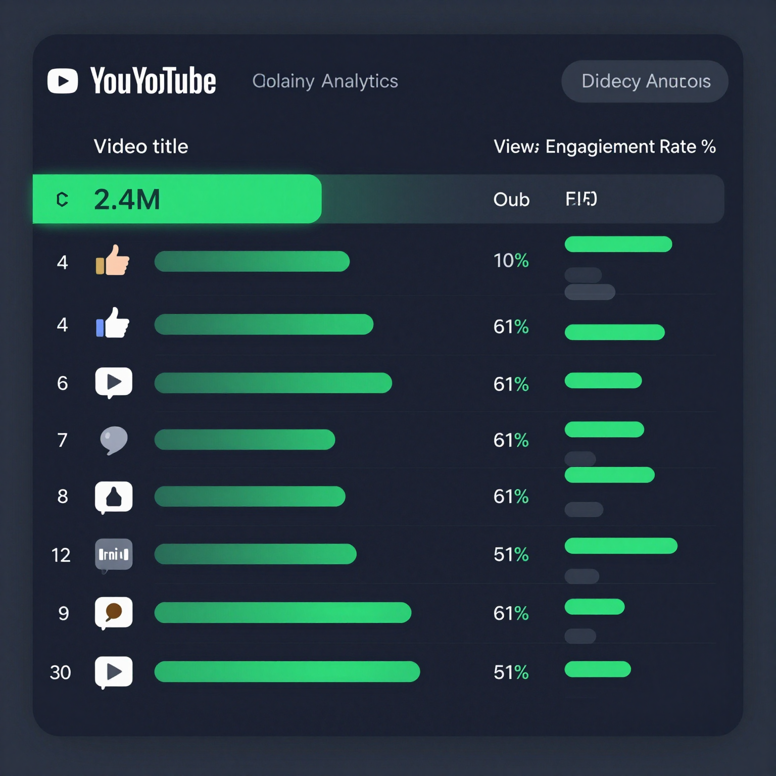 Ranked YouTube analytics output